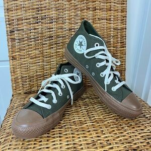 Converse Women's Olive and Brown High-Top Sneakers